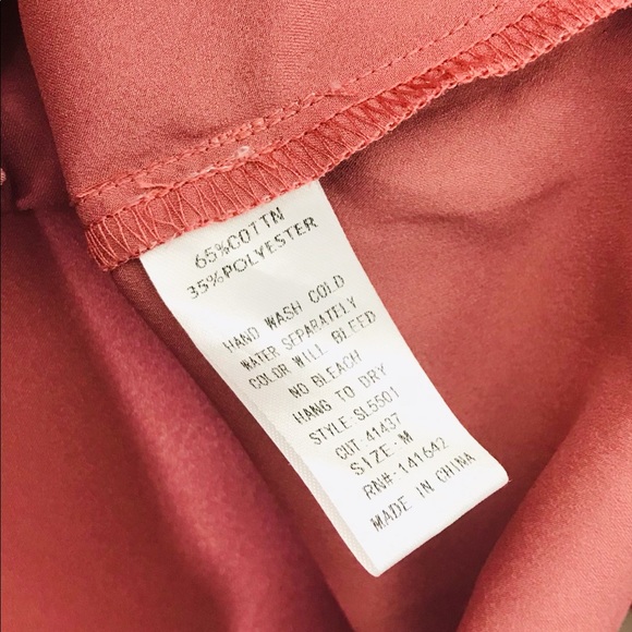 She + Sky Pink Silky Button-down Blouse MED - Picture 12 of 12
